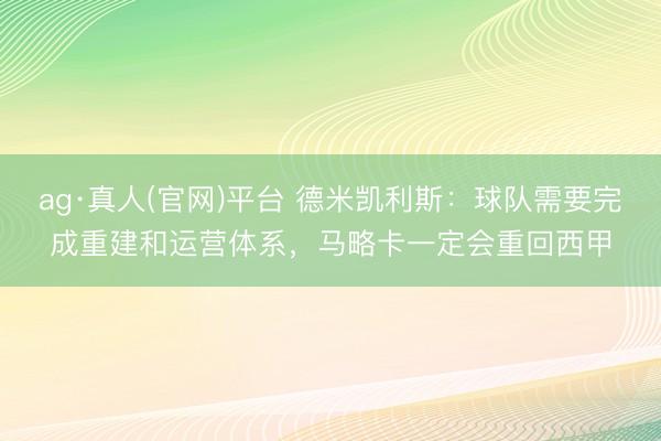 ag·真人(官网)平台 德米凯利斯：球队需要完成重建和运营体系，马略卡一定会重回西甲