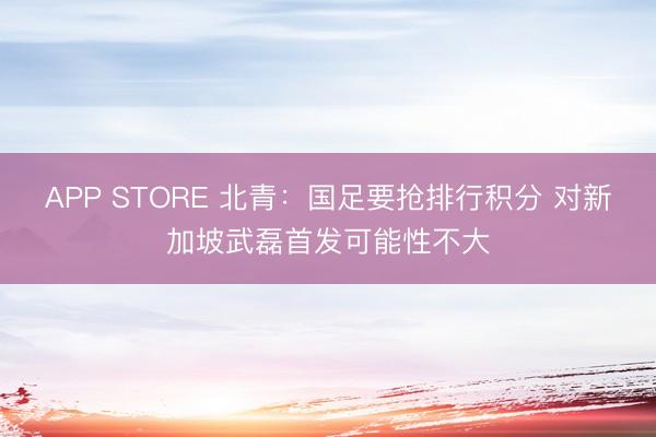 APP STORE 北青：国足要抢排行积分 对新加坡武磊首发可能性不大