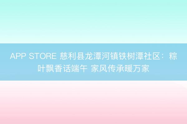 APP STORE 慈利县龙潭河镇铁树潭社区：粽叶飘香话端午 家风传承暖万家