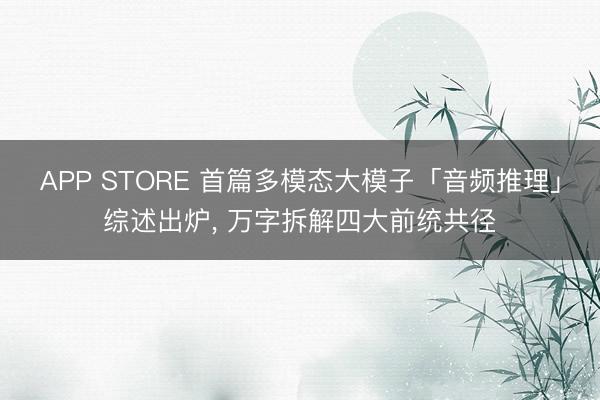 APP STORE 首篇多模态大模子「音频推理」综述出炉， 万字拆解四大前统共径