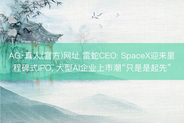 AG·真人(官方)网址 雷蛇CEO: SpaceX迎来里程碑式IPO， 大型AI企业上市潮“只是是起先”