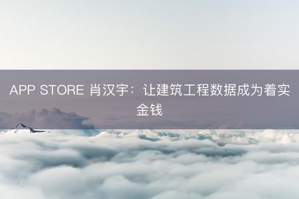 APP STORE 肖汉宇：让建筑工程数据成为着实金钱
